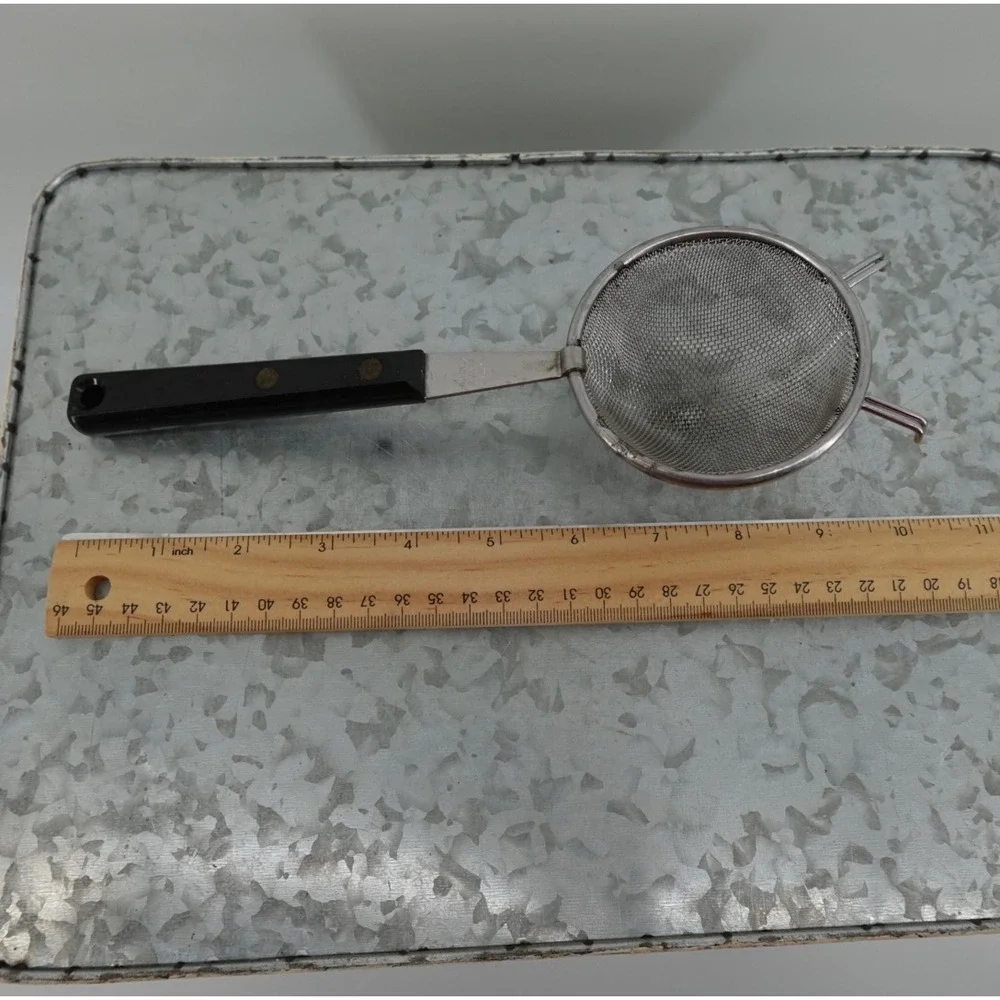 Vintage Maid of Honor Stainless Steel Mesh Strainer Sifter Black Handle 9.5 Inch